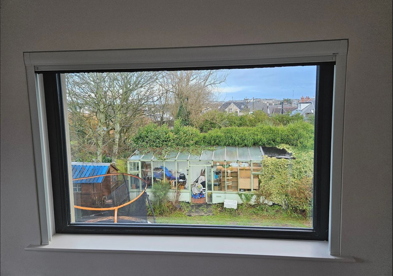 back garden blinds rolled up fully
